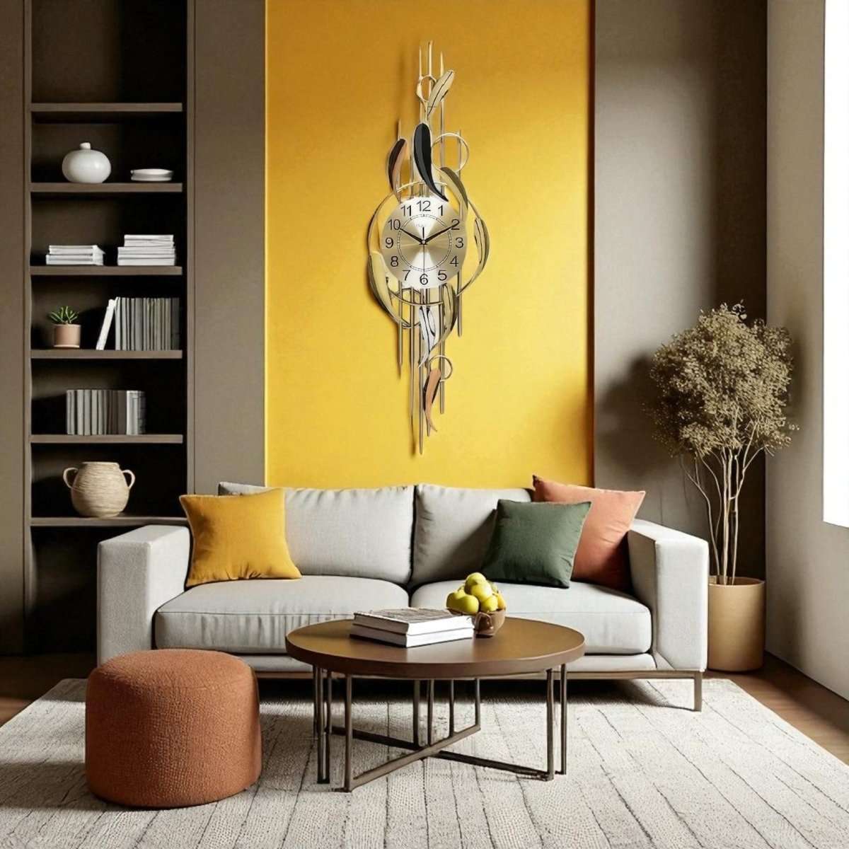 The Gilded Feather Clock (36.2 x 11 Inches)