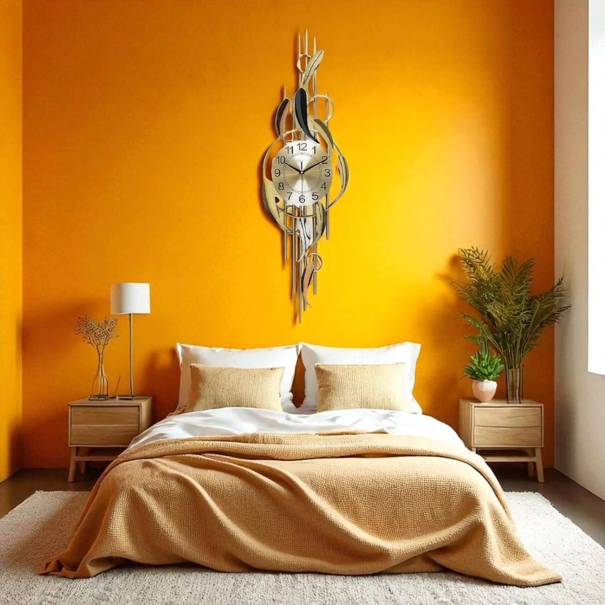 The Gilded Feather Clock (36.2 x 11 Inches)