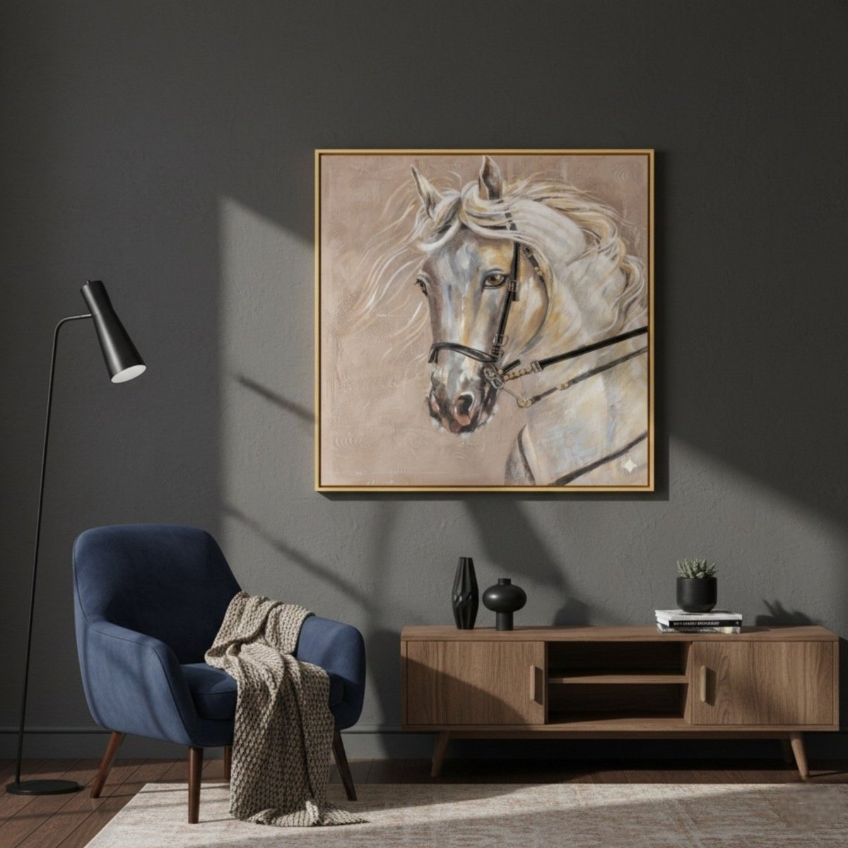 The Gilded Reins & Silver Manes (36 x 36 Inches)