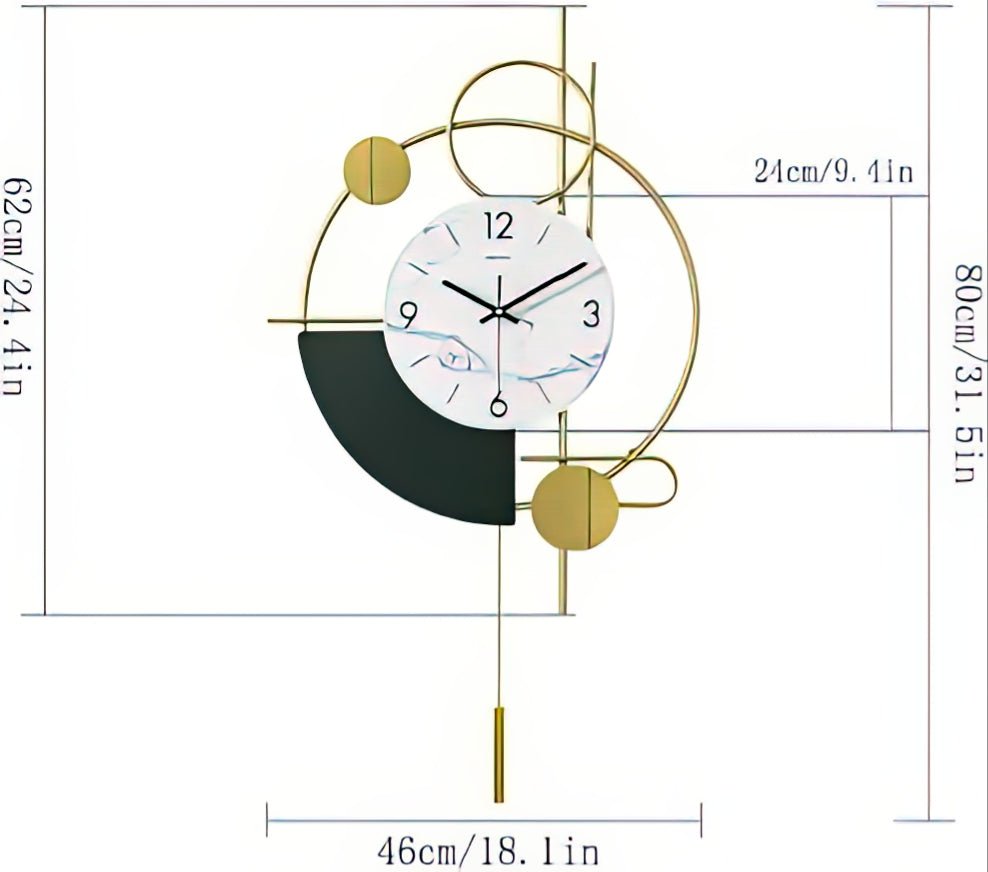 The Gilded Semicircle Modern Clock (29 x 16 Inches)