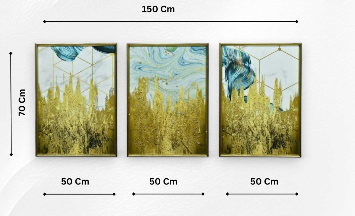 The Gilded Strata Crystal Glass Painting Set of 3 (150 x 70 Cm)