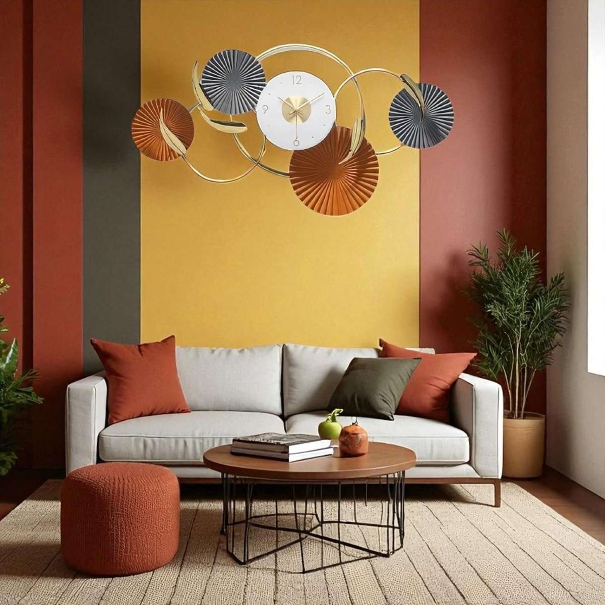 The Golden Fan Serenade Decorative Timepiece (35 x 19.2 Inches)