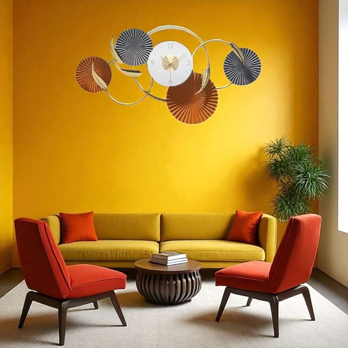 The Golden Fan Serenade Decorative Timepiece (35 x 19.2 Inches)