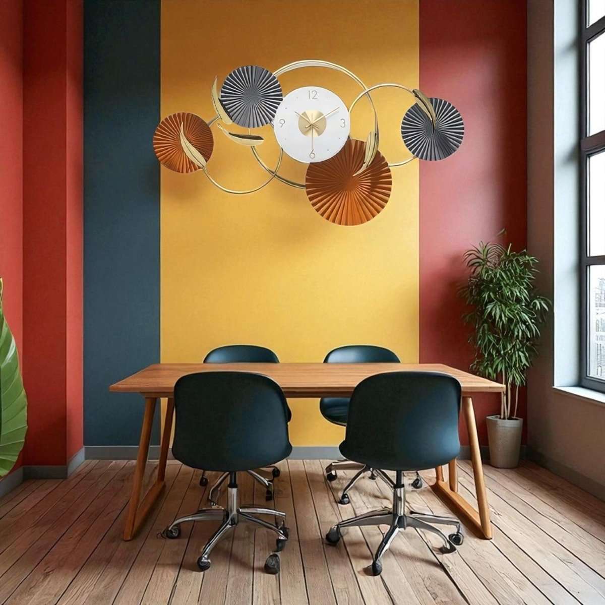 The Golden Fan Serenade Decorative Timepiece (35 x 19.2 Inches)