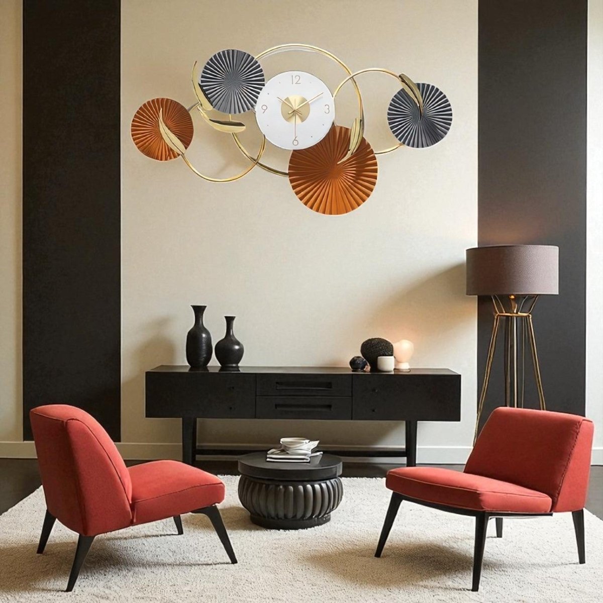 The Golden Fan Serenade Decorative Timepiece (35 x 19.2 Inches)