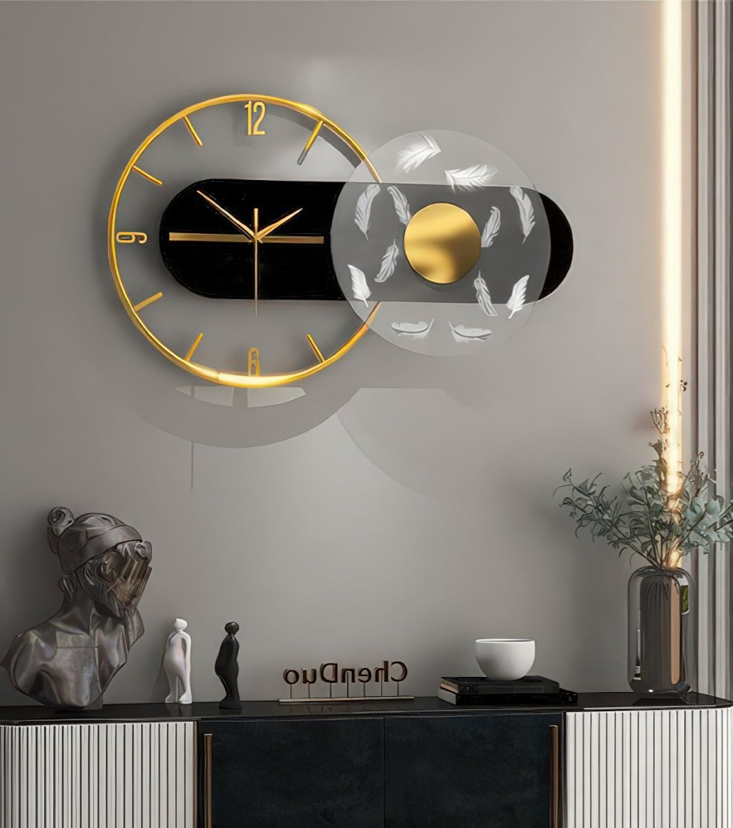 The Golden Feather Fusion Wall Clock (23.6 x 14 Inches)