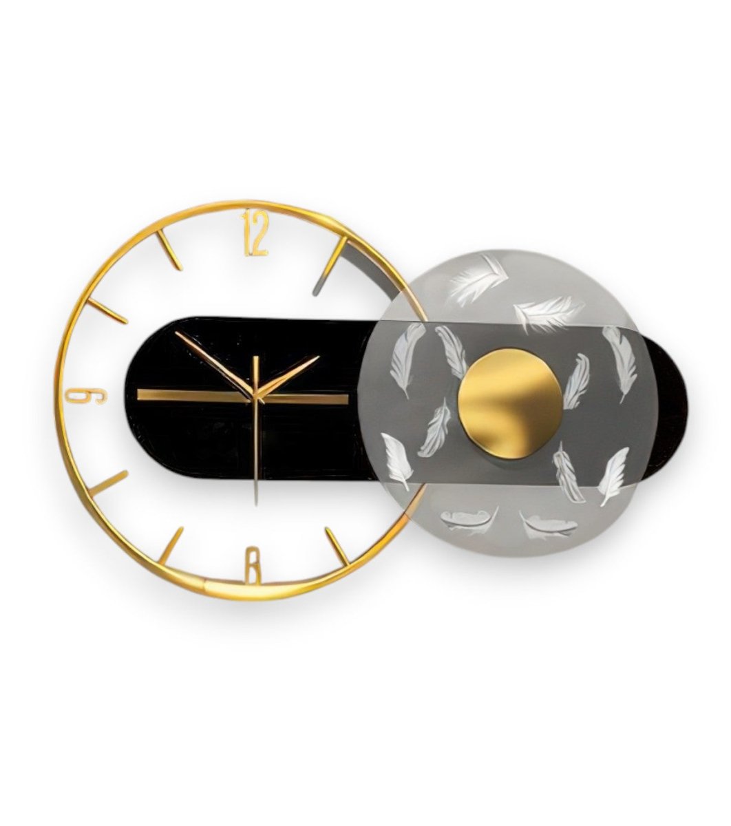 The Golden Feather Fusion Wall Clock (23.6 x 14 Inches)
