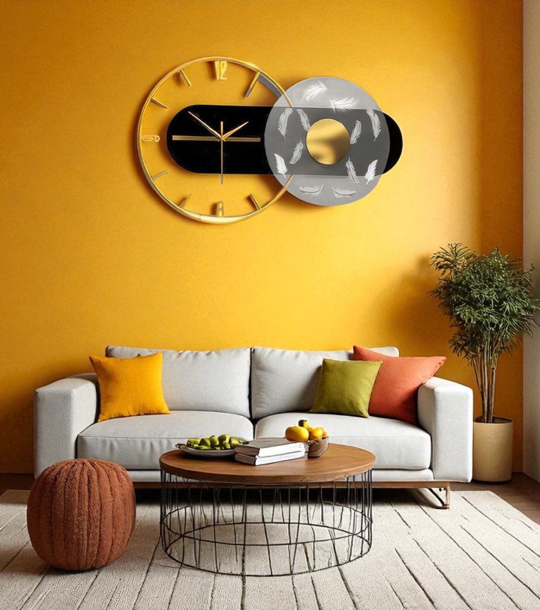 The Golden Feather Fusion Wall Clock (23.6 x 14 Inches)