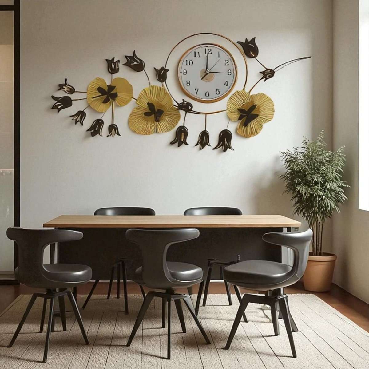 The Golden Pansy Timepiece (42 x 19 Inches)