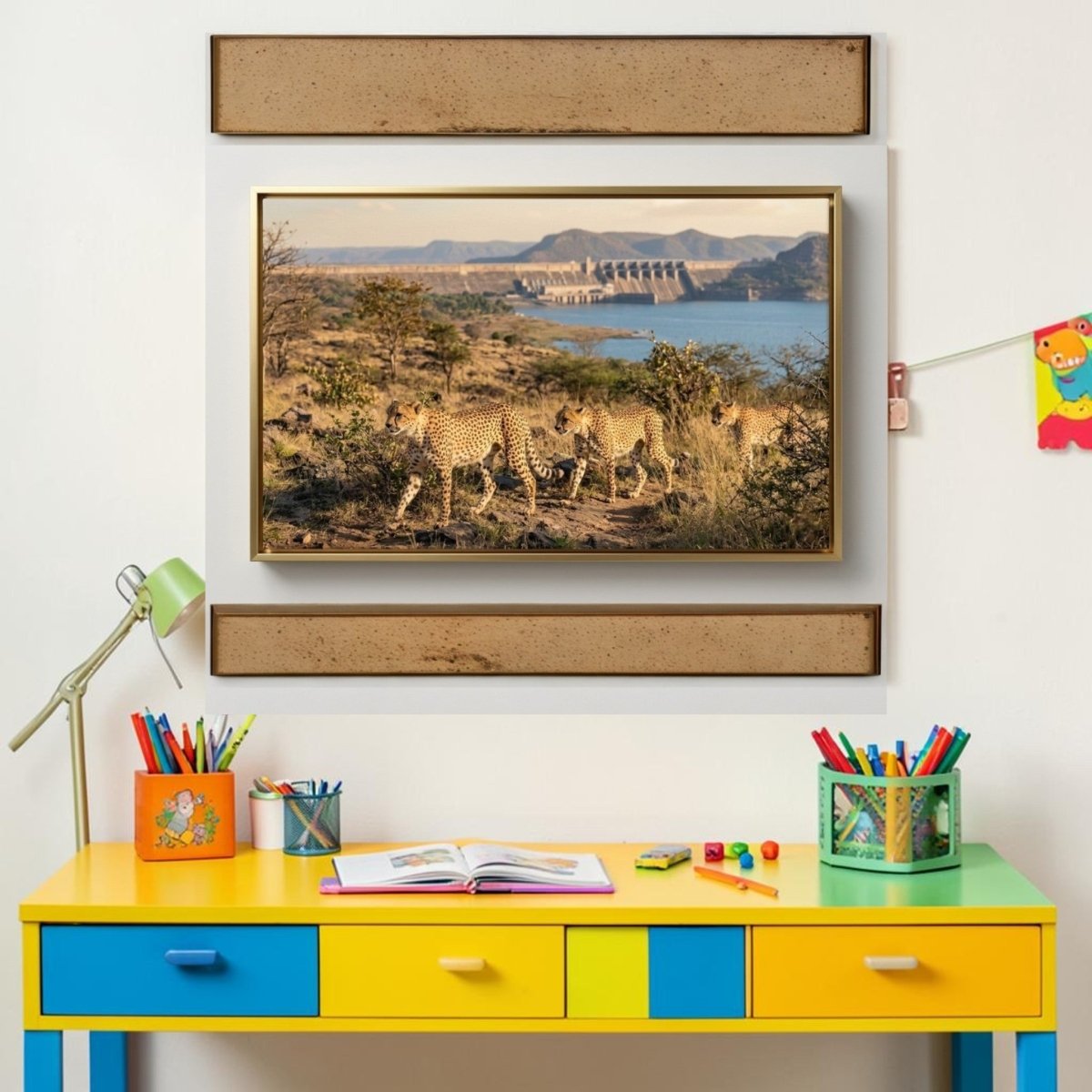 The Golden Trio: The Cheetah Trail (36 x 24 Inches)
