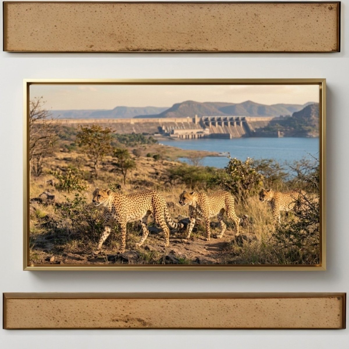 The Golden Trio: The Cheetah Trail (36 x 24 Inches)
