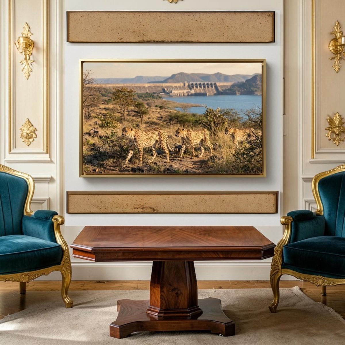 The Golden Trio: The Cheetah Trail (36 x 24 Inches)