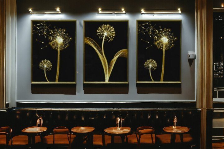The Golden Wishes With Dandelions Crystal Glass Painting Set of 3 (150 x 70 Cm)