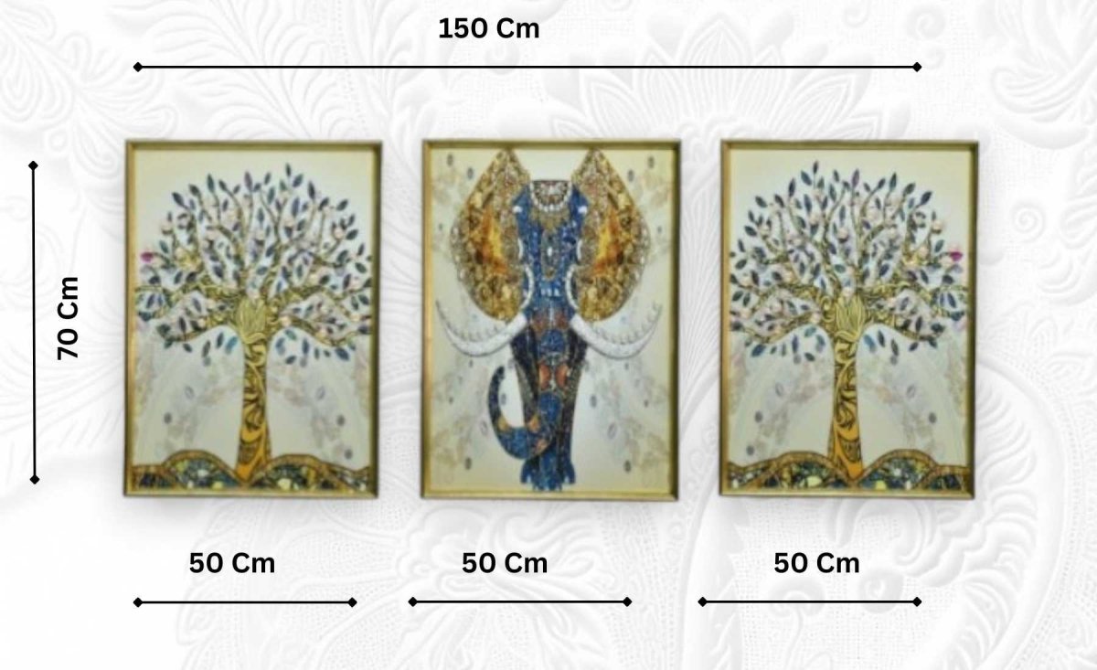 The Guardian of the Grove Crystal Glass Painting Set of 3 (150 x 70 Cm)