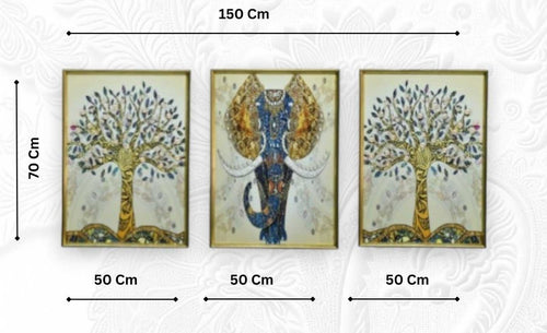 The Guardian of the Grove Crystal Glass Painting Set of 3 (150 x 70 Cm)