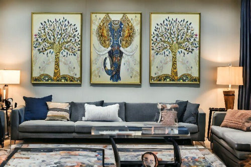 The Guardian of the Grove Crystal Glass Painting Set of 3 (150 x 70 Cm)