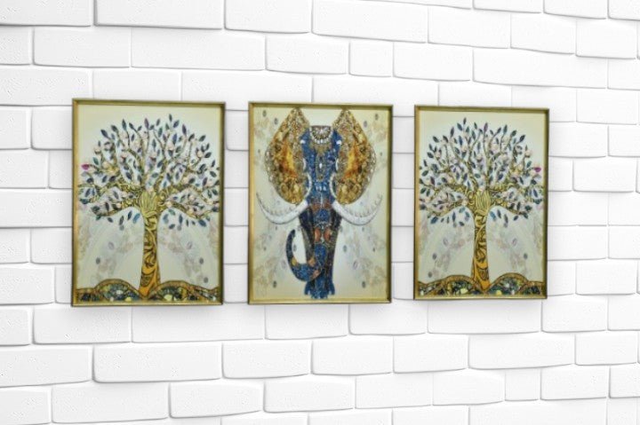 The Guardian of the Grove Crystal Glass Painting Set of 3 (150 x 70 Cm)