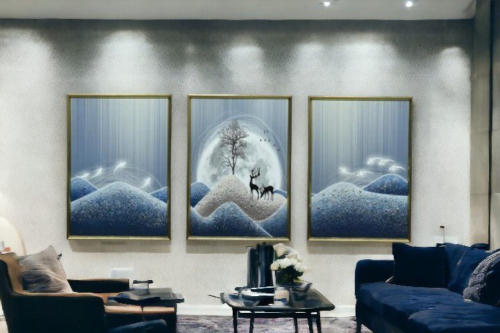 The Hillside Harmony Crystal Glass Painting Set of 3 (150 x 70 Cm)