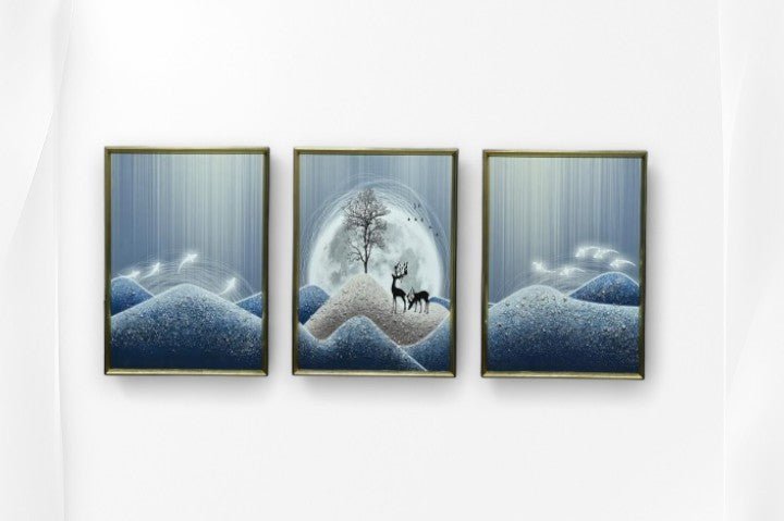 The Hillside Harmony Crystal Glass Painting Set of 3 (150 x 70 Cm)