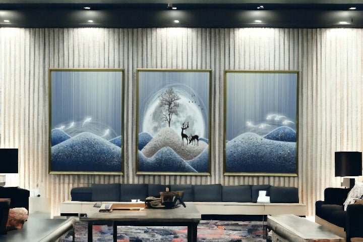 The Hillside Harmony Crystal Glass Painting Set of 3 (150 x 70 Cm)