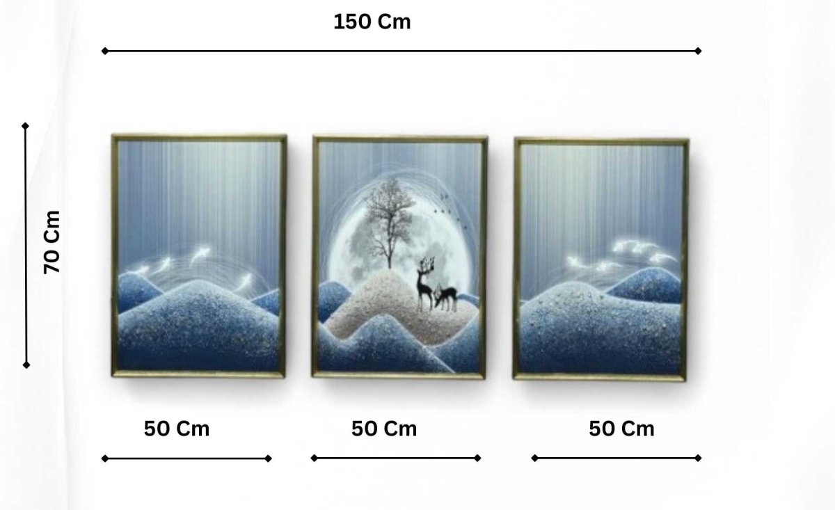 The Hillside Harmony Crystal Glass Painting Set of 3 (150 x 70 Cm)