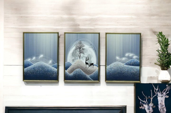 The Hillside Harmony Crystal Glass Painting Set of 3 (150 x 70 Cm)