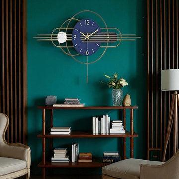 The Indigo Abstract Wall Clock (31 x 17 Inches)