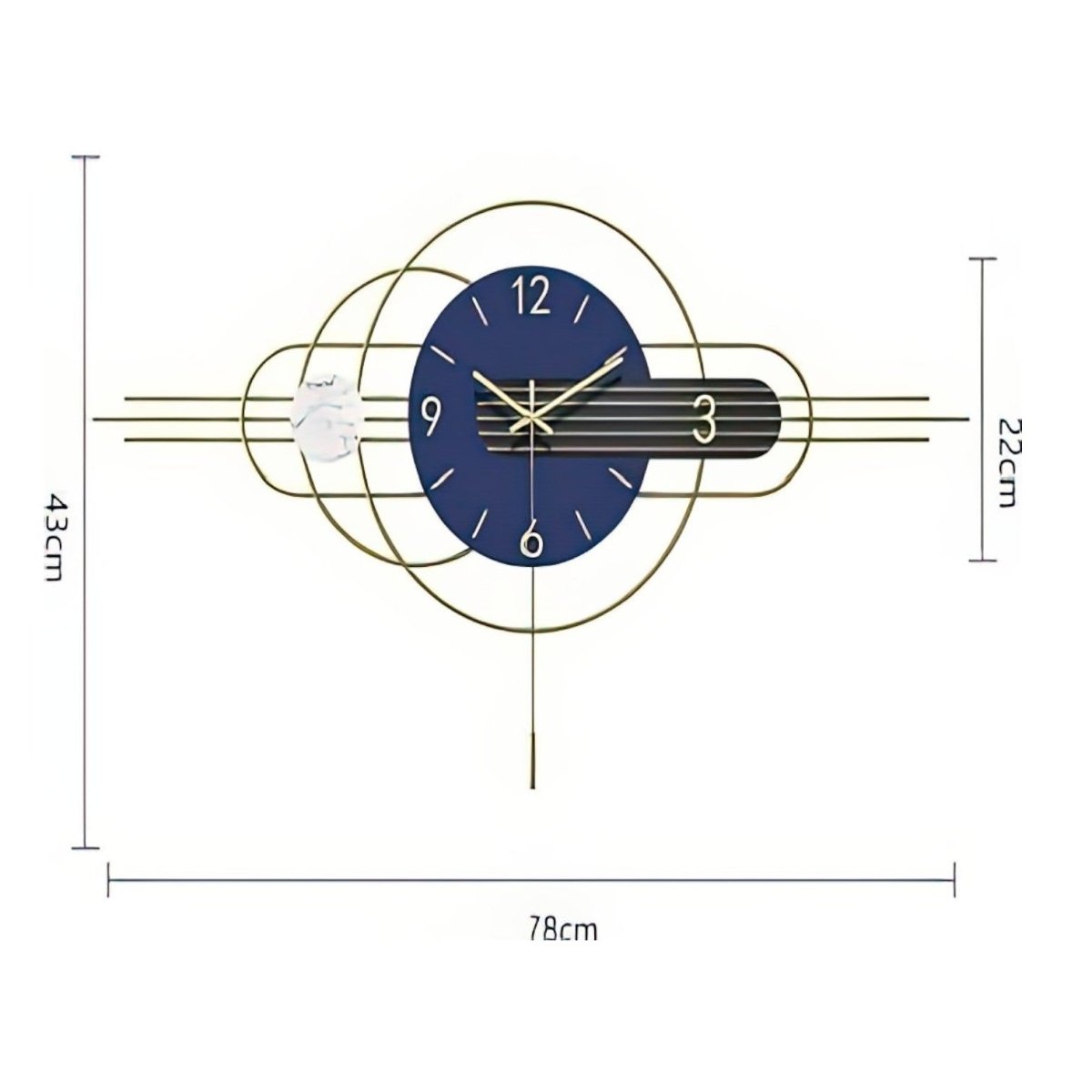 The Indigo Abstract Wall Clock (31 x 17 Inches)