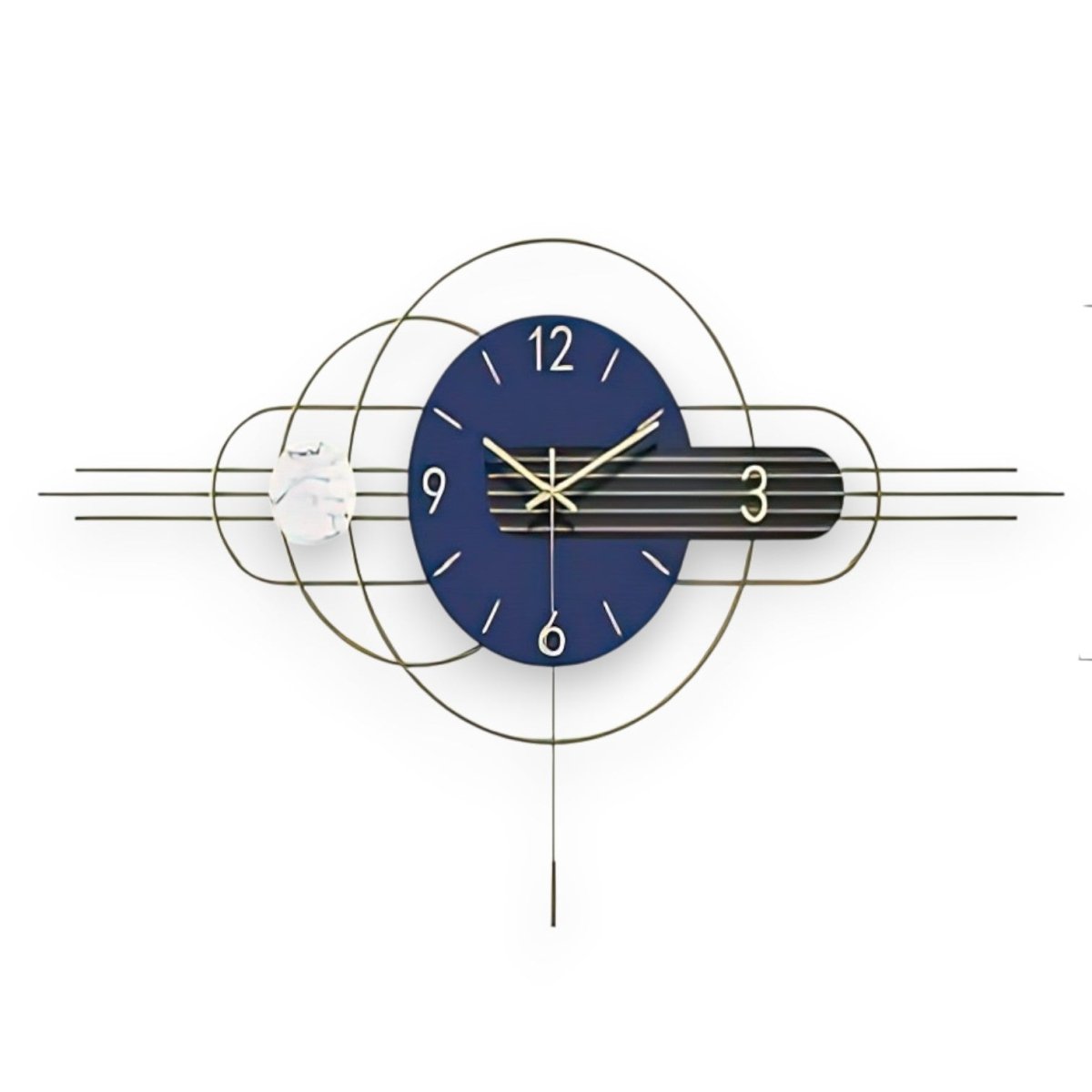 The Indigo Abstract Wall Clock (31 x 17 Inches)
