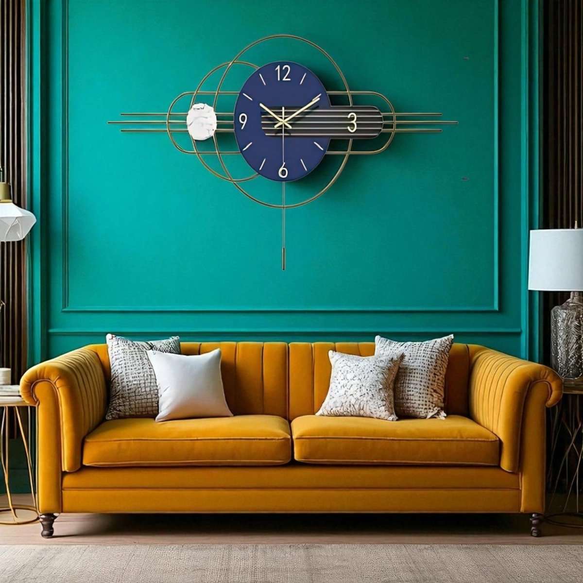 The Indigo Abstract Wall Clock (31 x 17 Inches)