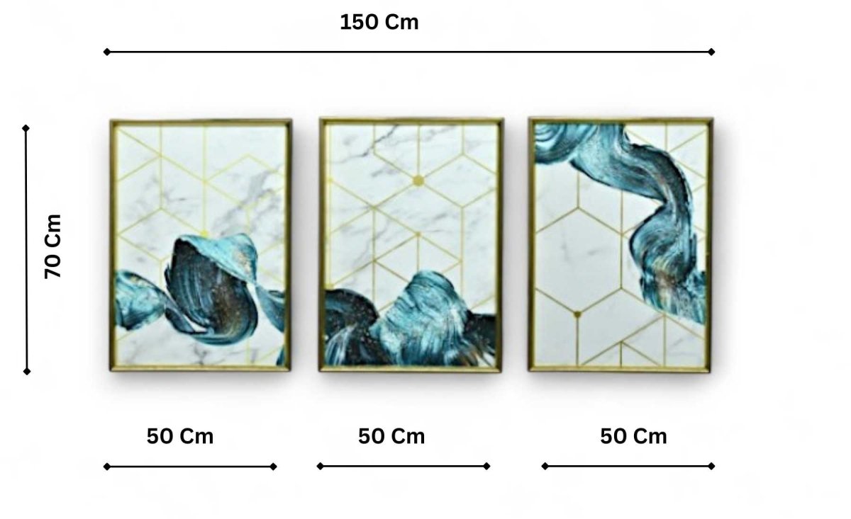 The Interwoven Shards Crystal Glass Painting Set of 3 (150 x 70 Cm)