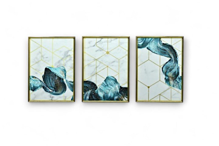 The Interwoven Shards Crystal Glass Painting Set of 3 (150 x 70 Cm)