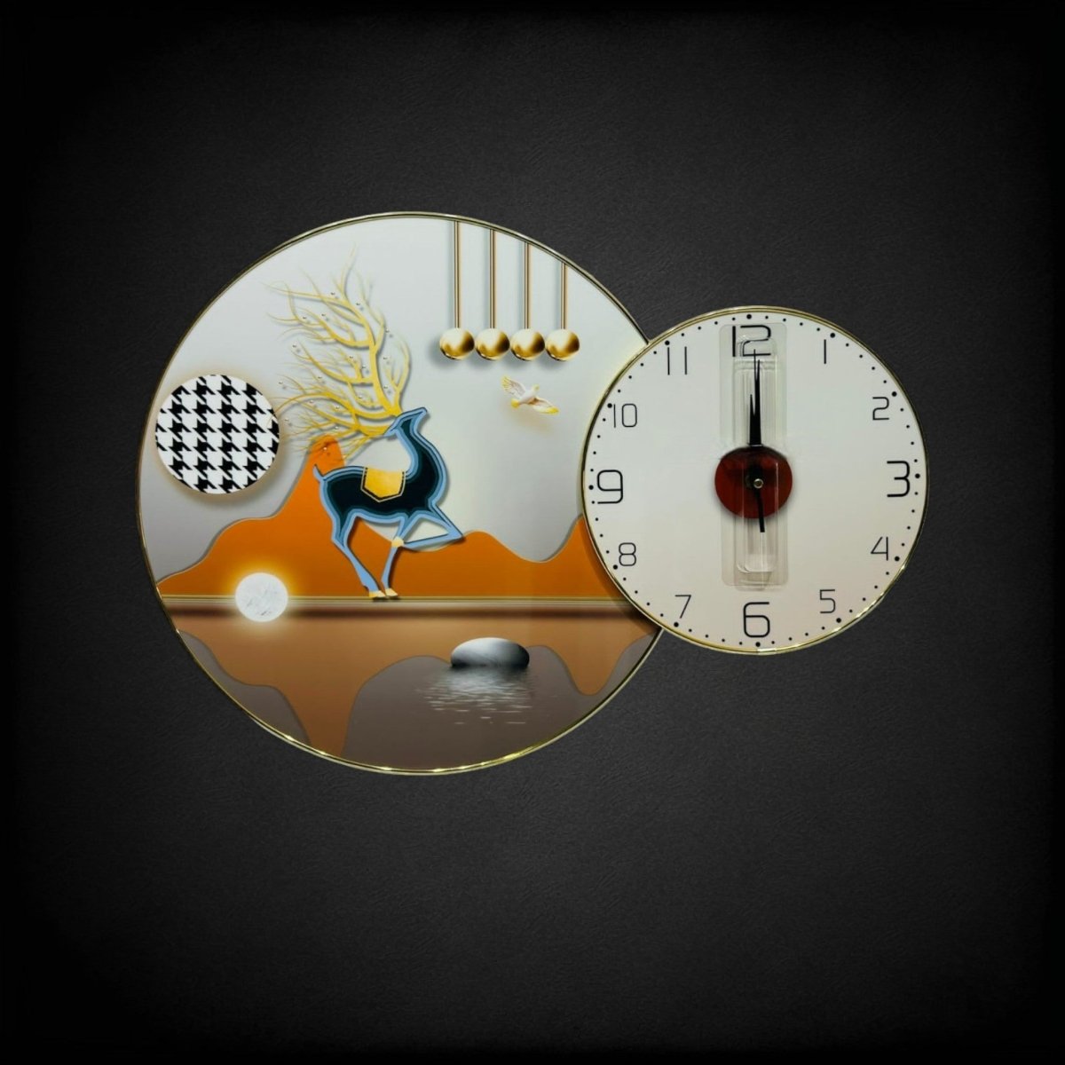 The Island Time Abstract Deer Wall Clock (24 x 16 Inches)