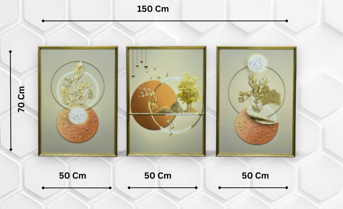 The Lucid Luminescence Crystal Glass Painting Set of 3 (150 x 70 Cm)