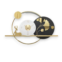 Thumbnail for The Luxe Ginko Leaf & Deer Clock (28.5 x 18.5 Inches)