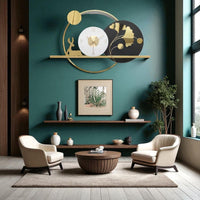 Thumbnail for The Luxe Ginko Leaf & Deer Clock (28.5 x 18.5 Inches)