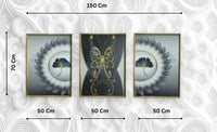 Thumbnail for The Metamorphosis Butterfly Crystal Glass Painting Set of 3 (150 x 70 Cm)