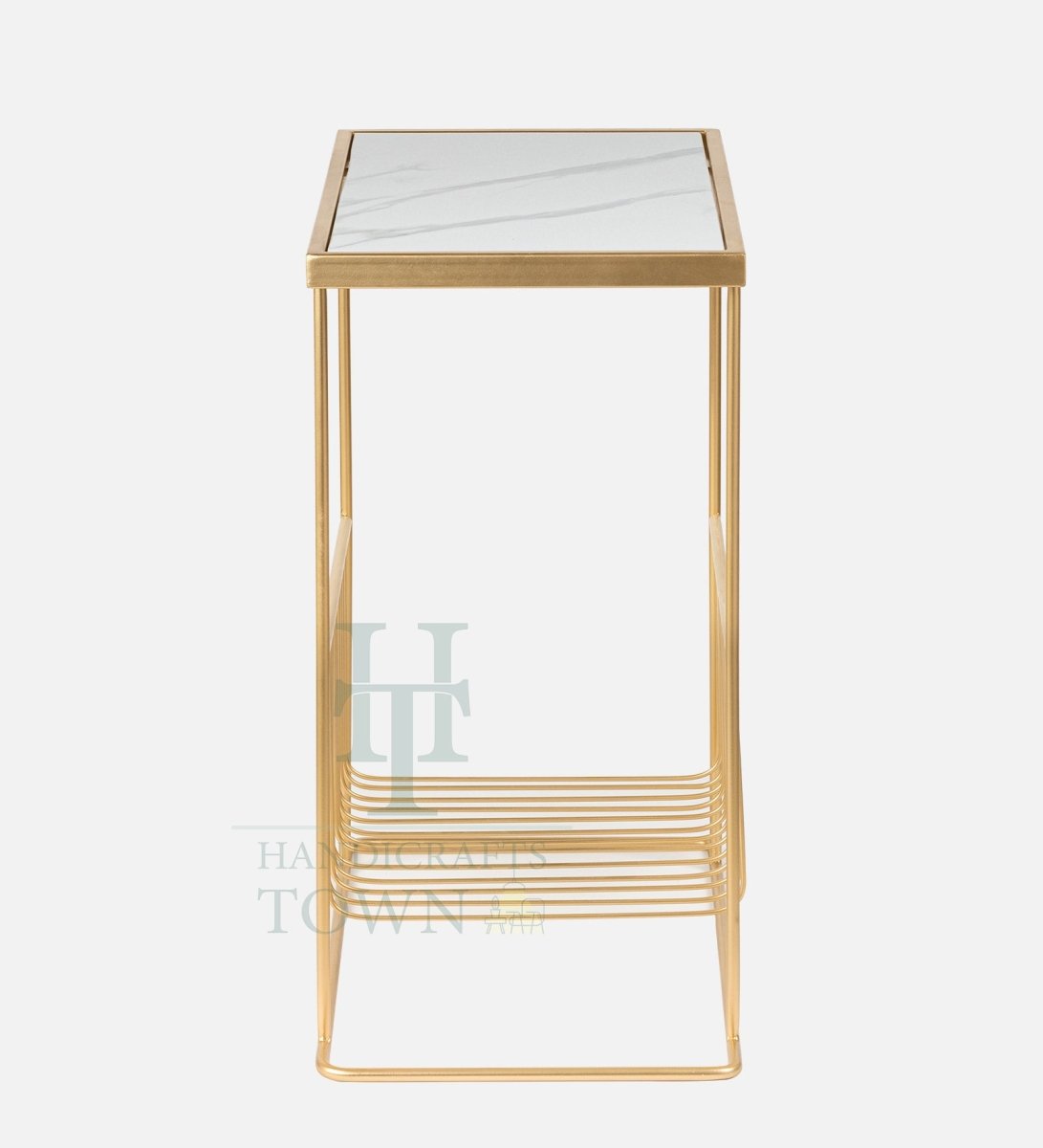 The Midas Touch Metal Marble Magazine Holder (Gold) for Livingroom
