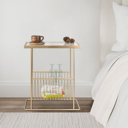 The Midas Touch Metal Marble Magazine Holder (Gold) for Livingroom