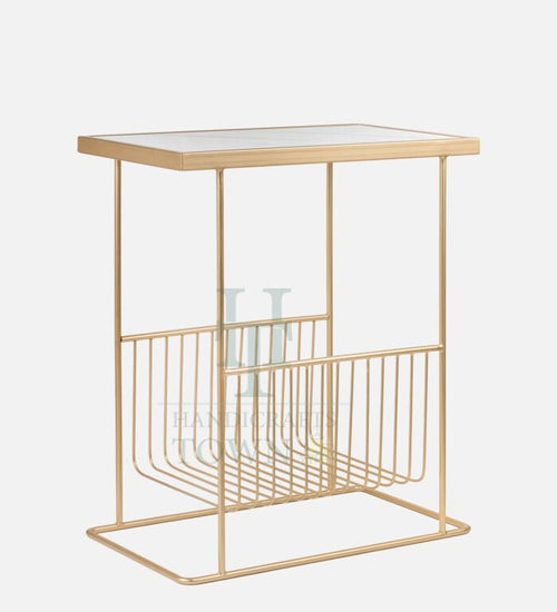 The Midas Touch Metal Marble Magazine Holder (Gold) for Livingroom