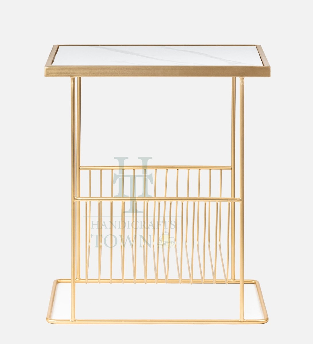 The Midas Touch Metal Marble Magazine Holder (Gold) for Livingroom