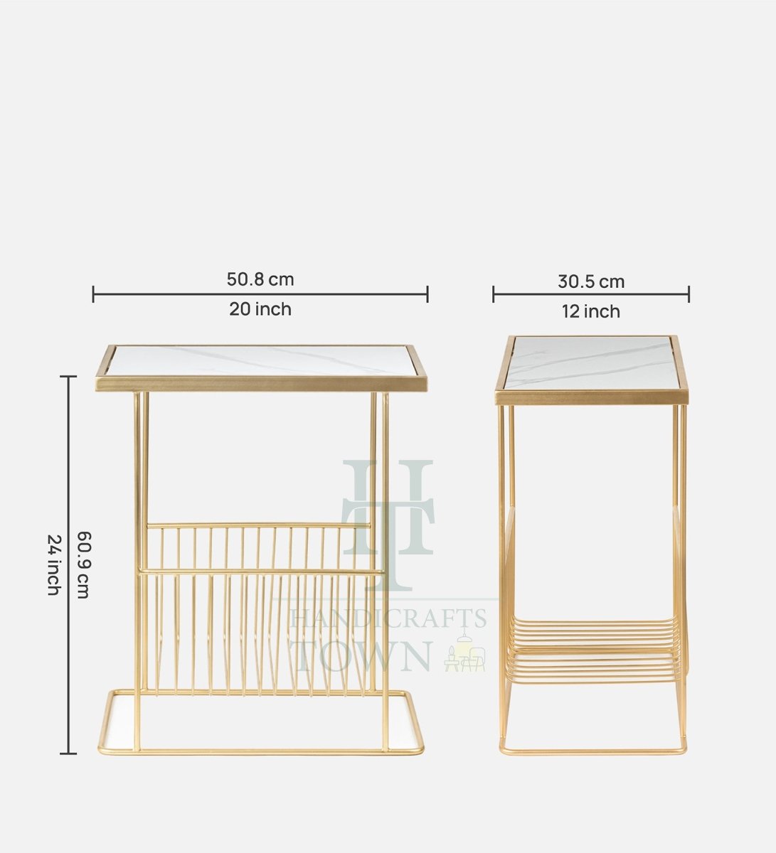 The Midas Touch Metal Marble Magazine Holder (Gold) for Livingroom