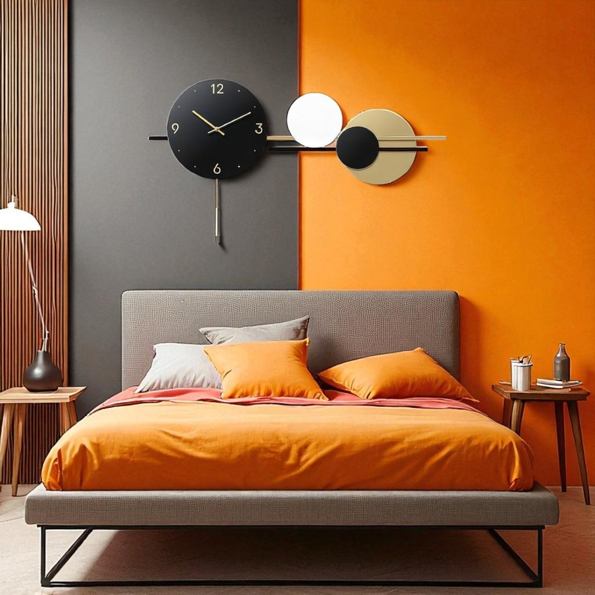 The Minimalist Duality Geometric Wall Clock (35.4 x 20.9 Inches)