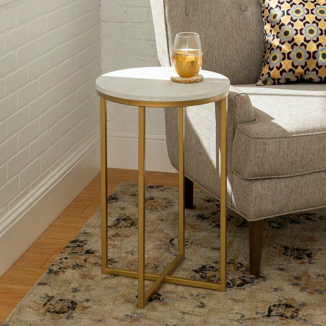 The Moonbeam Round End Side Table for Sofa