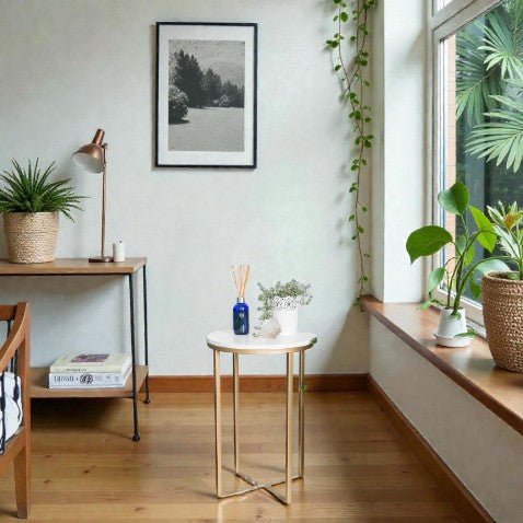 The Moonbeam Round End Side Table for Sofa