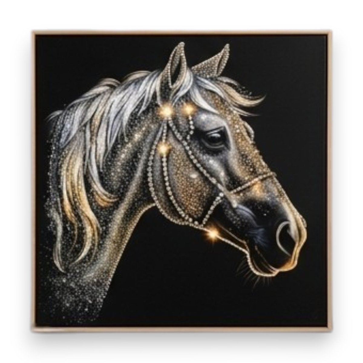 The Obsidian Majesty: Sparkle Stone Canvas (36 x 36 Inches)
