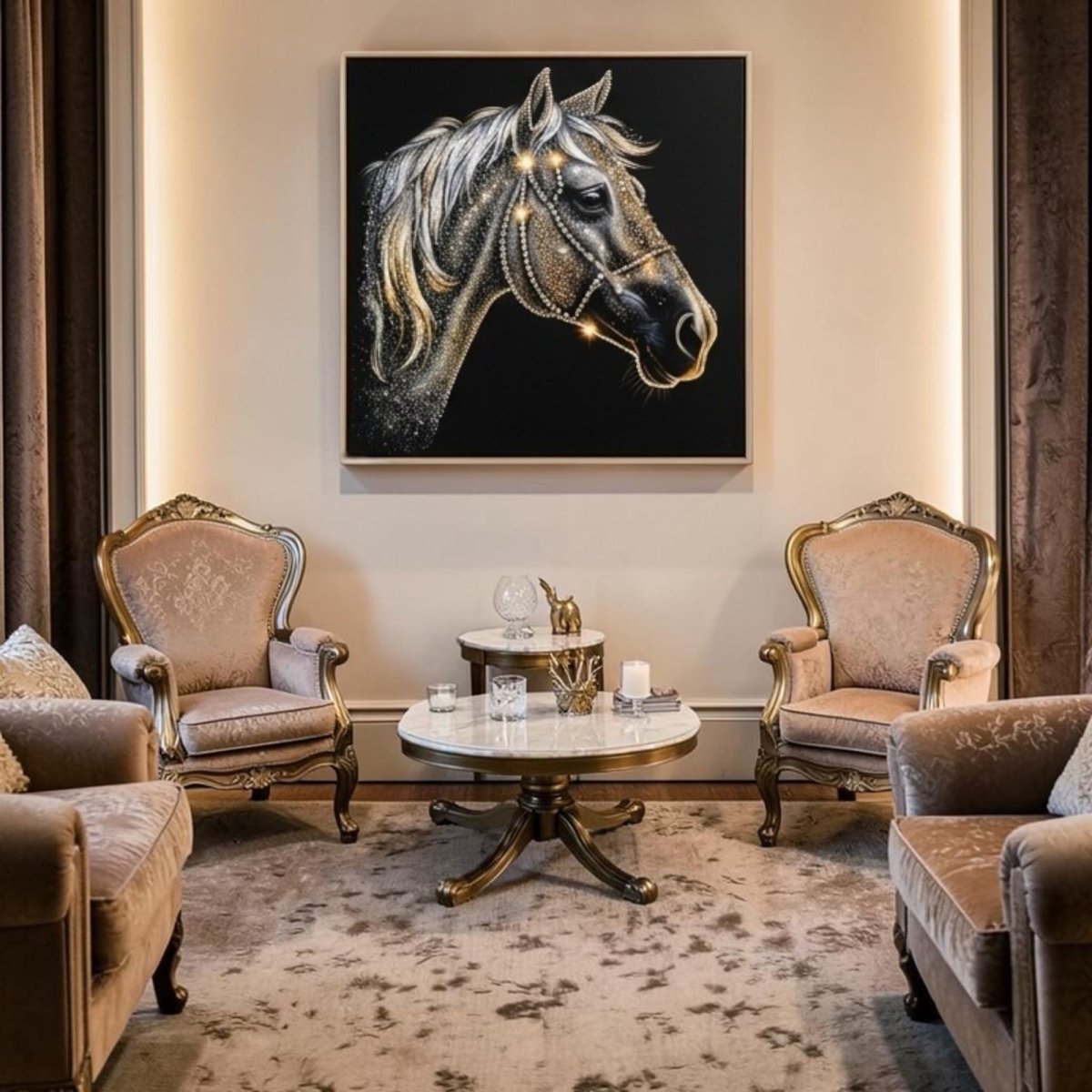 The Obsidian Majesty: Sparkle Stone Canvas (36 x 36 Inches)