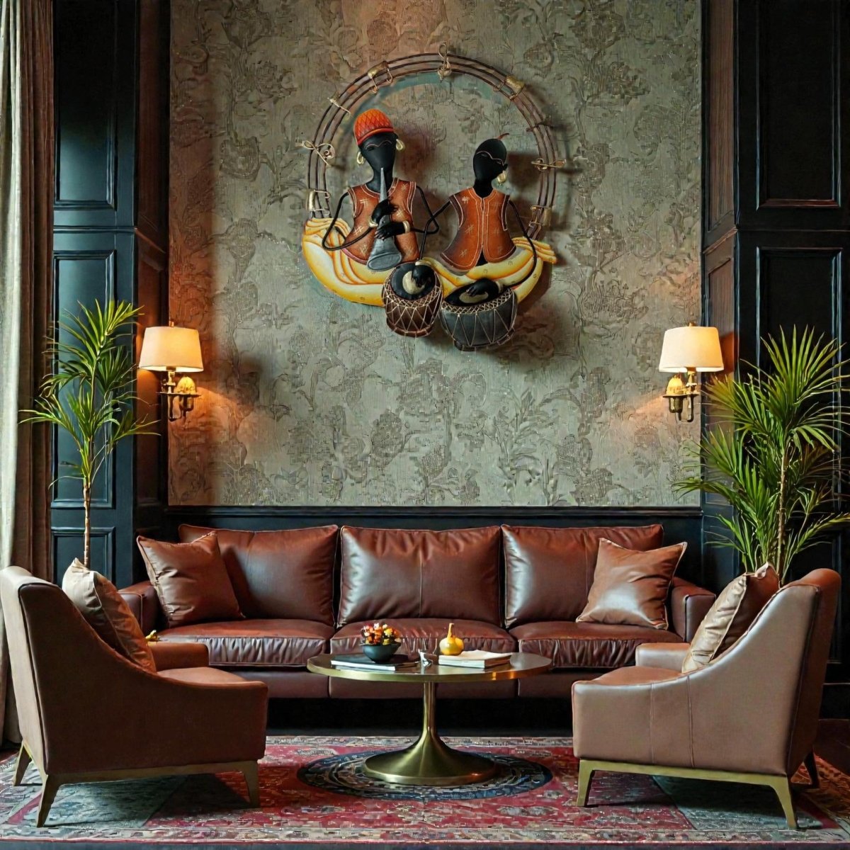 The Percussionist’s Song: Vintage - Style Metal Musicians Wall Relief (26 x 26 Inches)