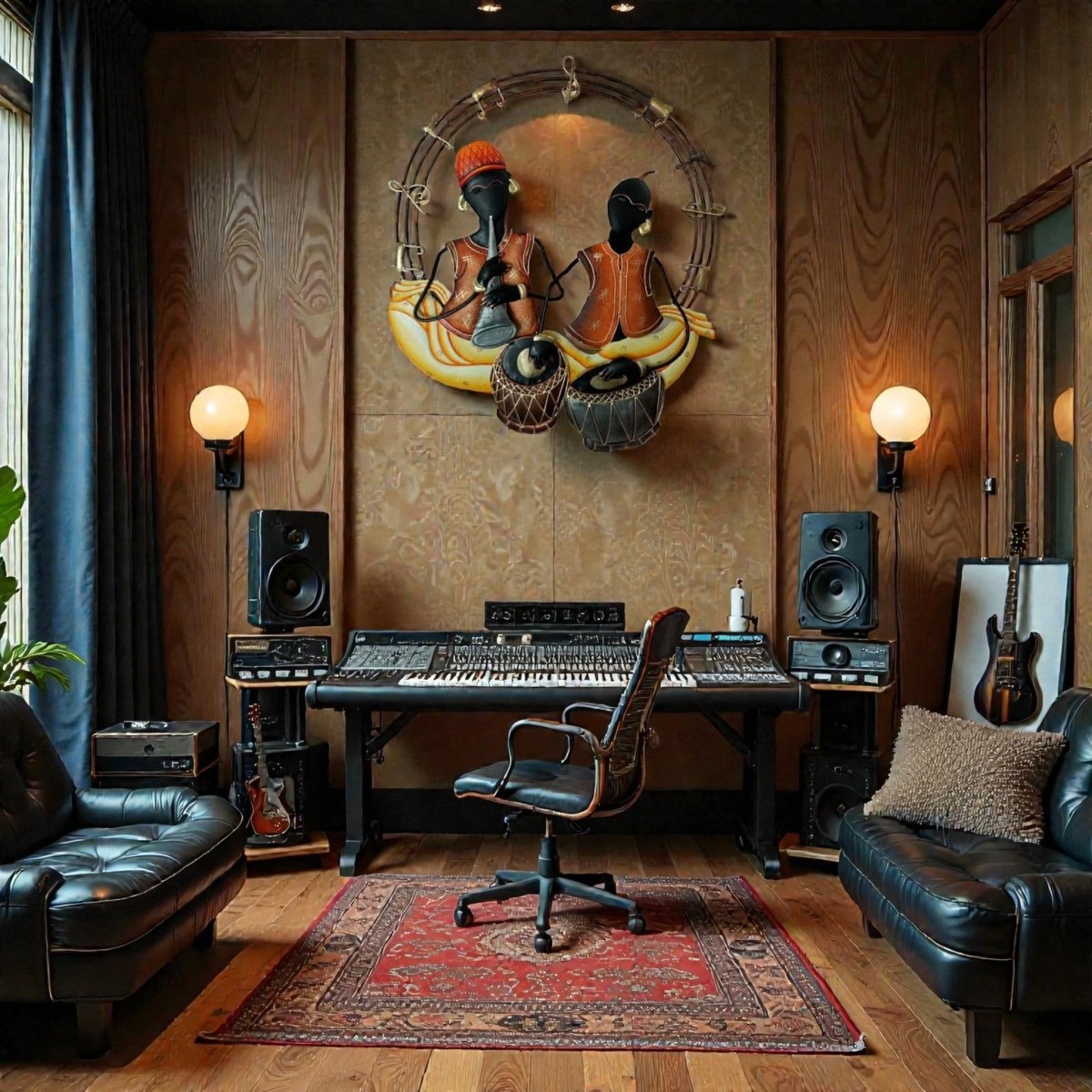 The Percussionist’s Song: Vintage - Style Metal Musicians Wall Relief (26 x 26 Inches)