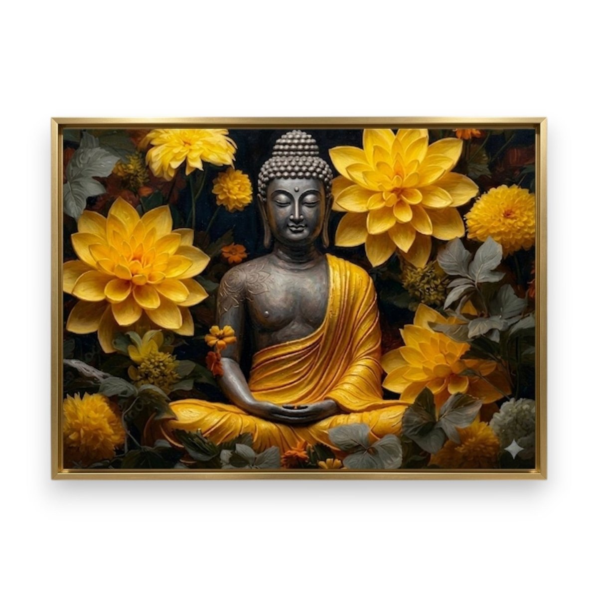 The Pitambara Buddha: The Golden Blossom Serenity (36 x 24 Inches)